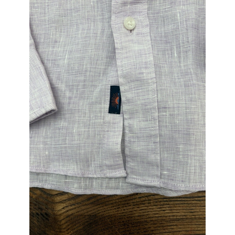Faherty Brand Men's Medium Lavender Linen Laguna Long Sleeve Shirt - Picture 4 of 7